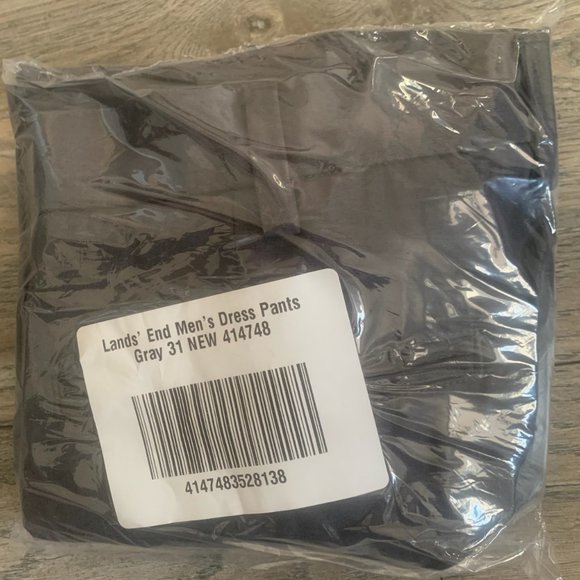 NWT LANDS' END MEN'S DRESS PANTS GRAY 31 UNHEMMED - Picture 5 of 7